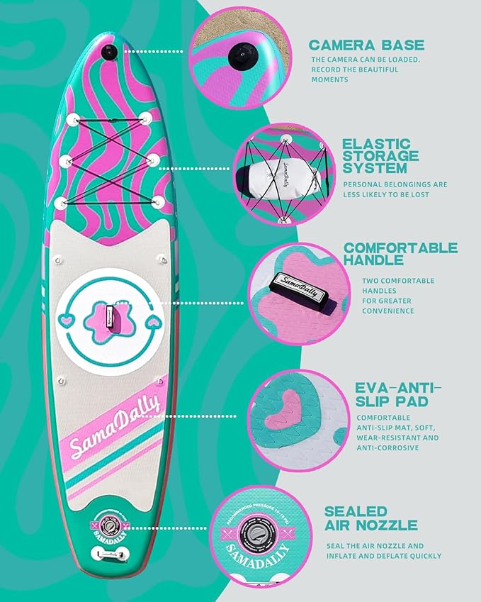 11'Stand Up Paddle Boards Surf Control with Premium SUP Board Accessories Backpack & Removable Fins, 34" Wide Inflatable Paddle Boards of All Skill Levels