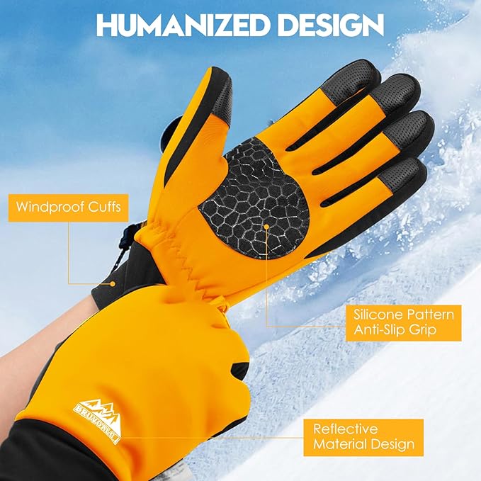 Bruvoalon Winter Gloves for Women & Men, 3M Thermal Insulation, Lycra Fabric, Windproof, Touchscreen, Anti-Slip, Cold Weather