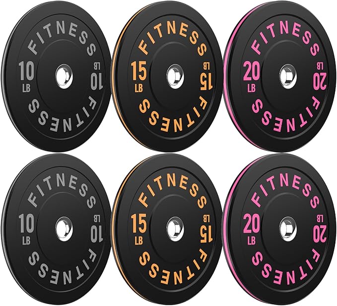 Bumper Plates 2 - Inch Olympic Weight Plate Set for Barbell, 10-55 lb Rubber Weights Sets for Home Gym, Strength Training Plate, Weight Lifting, Black