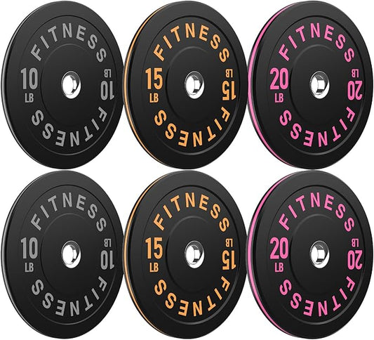 Bumper Plates 2 - Inch Olympic Weight Plate Set for Barbell, 10-55 lb Rubber Weights Sets for Home Gym, Strength Training Plate, Weight Lifting, Black