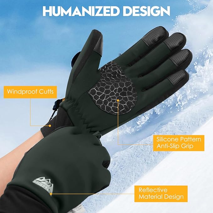 Bruvoalon Winter Gloves for Women & Men, 3M Thermal Insulation, Lycra Fabric, Windproof, Touchscreen, Anti-Slip, Cold Weather