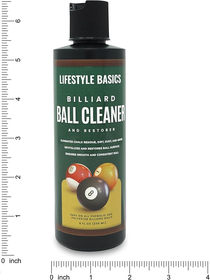 Billiard Ball Cleaner and Restorer Polish | All-in-One Pool Ball Cleaner | Removes Chalk Residue, Dust, Dirt, and Grime