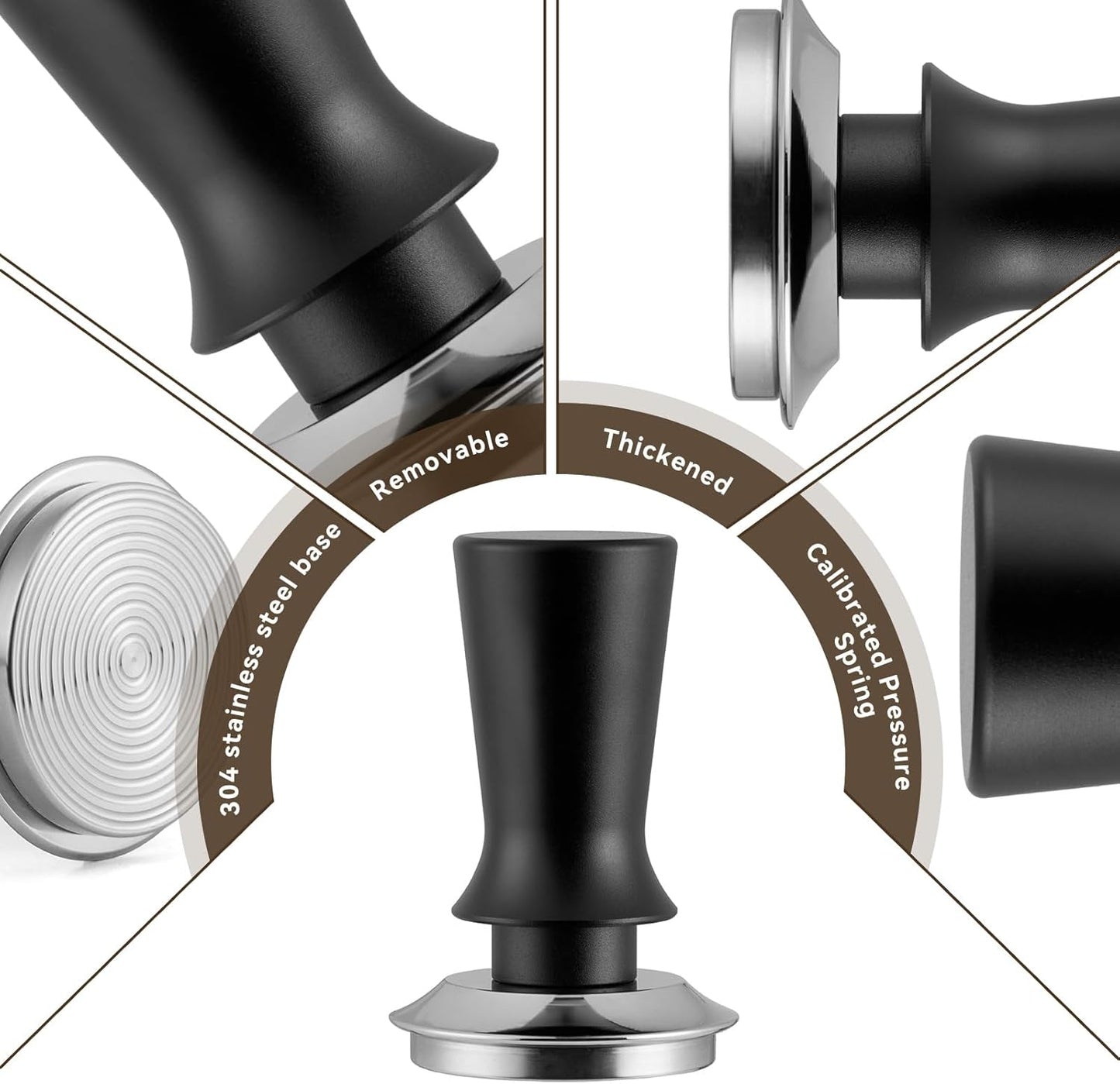Espresso Tamper Set, Barista Tools Kit for 58mm Coffee Machine and Portafilters, Spring-Loaded 304 Stainless Steel Base 30lbs Coffee Calibrated Tamper Tools for Enjoying cafes Home Office hotels(58mm)