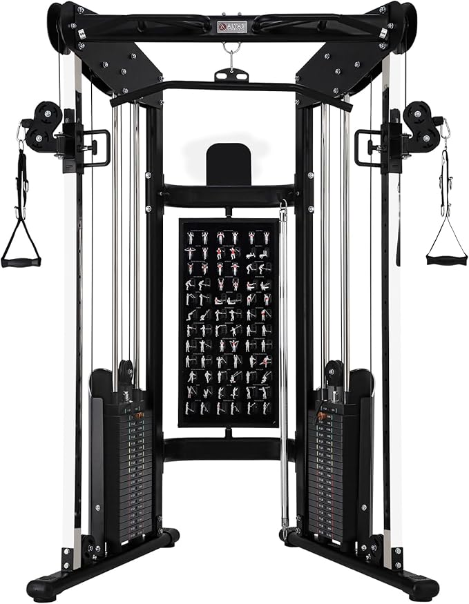 Altas Strength 3073 Home Gym Equipment with 1000 lbs Weight Capacity, 2000 lbs Cables, Strength Training Cable Machine Includes Accessories Light Commercial Fitness Versatile Workouts Easy Assembly