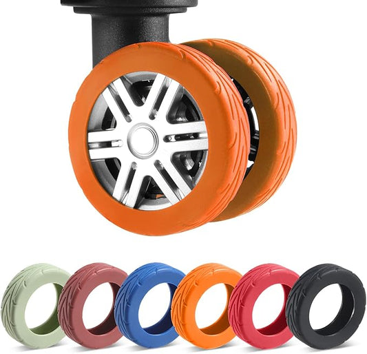 8 Pcs Upgrade Luggage Wheel Covers, Carry On Luggage Suitcases,Wear-Resistant, Anti-Noise, Silicone Wheel Protective Covers for 2-2.4" Spinner Wheel,Essential Travel Accessories (Orange)