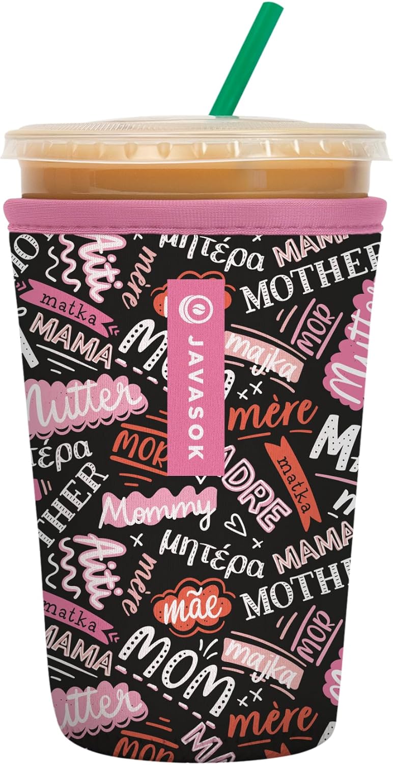 Sok It JavaSok Iced Coffee & Cold Soda Insulated Neoprene Cup Sleeve (Mom Love, Medium: 22-28oz)