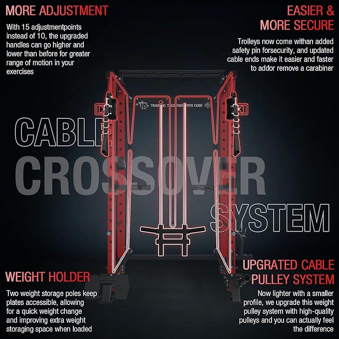 Mikolo Power Cage, 1500lbs Power Rack with LAT PullDown and Cable Crossover System, Squat Rack with Pulley System, Weight Cage for Home Gym with Training Attachments