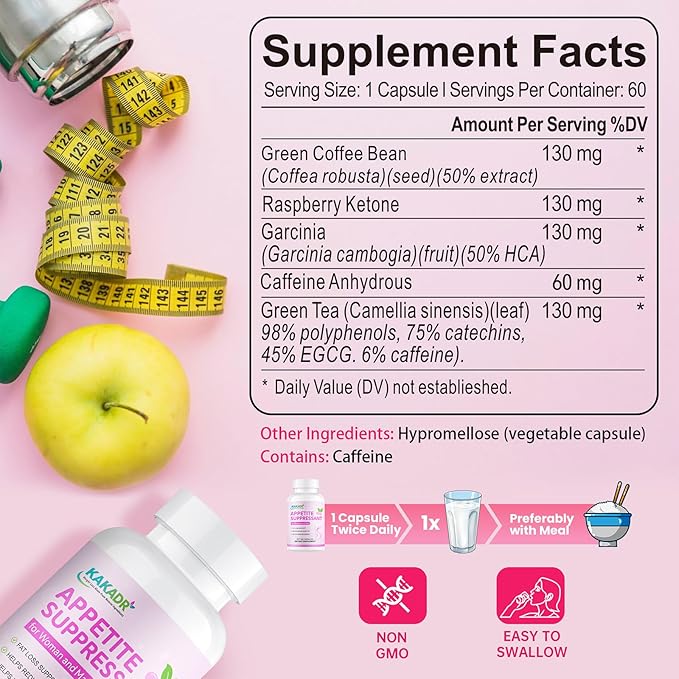 Appetite Suppressant Weight Loss Pills for Women - New Belly Fat Burner for Women | Metabolism Booster, Carb Blocker, Burn Fat 24/7 | Extra Strength Weight Loss Diet Pills - 60 Capsules