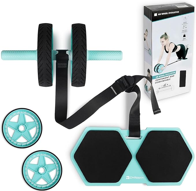 2025 New Double-Wheel Ab Roller for Core Training – Rebound Design with Adjustable Elastic Band, Silent Non-Slip Wheels, Detachable Build, Knee Pad & Bands – Home Gym Gear for Men/Women