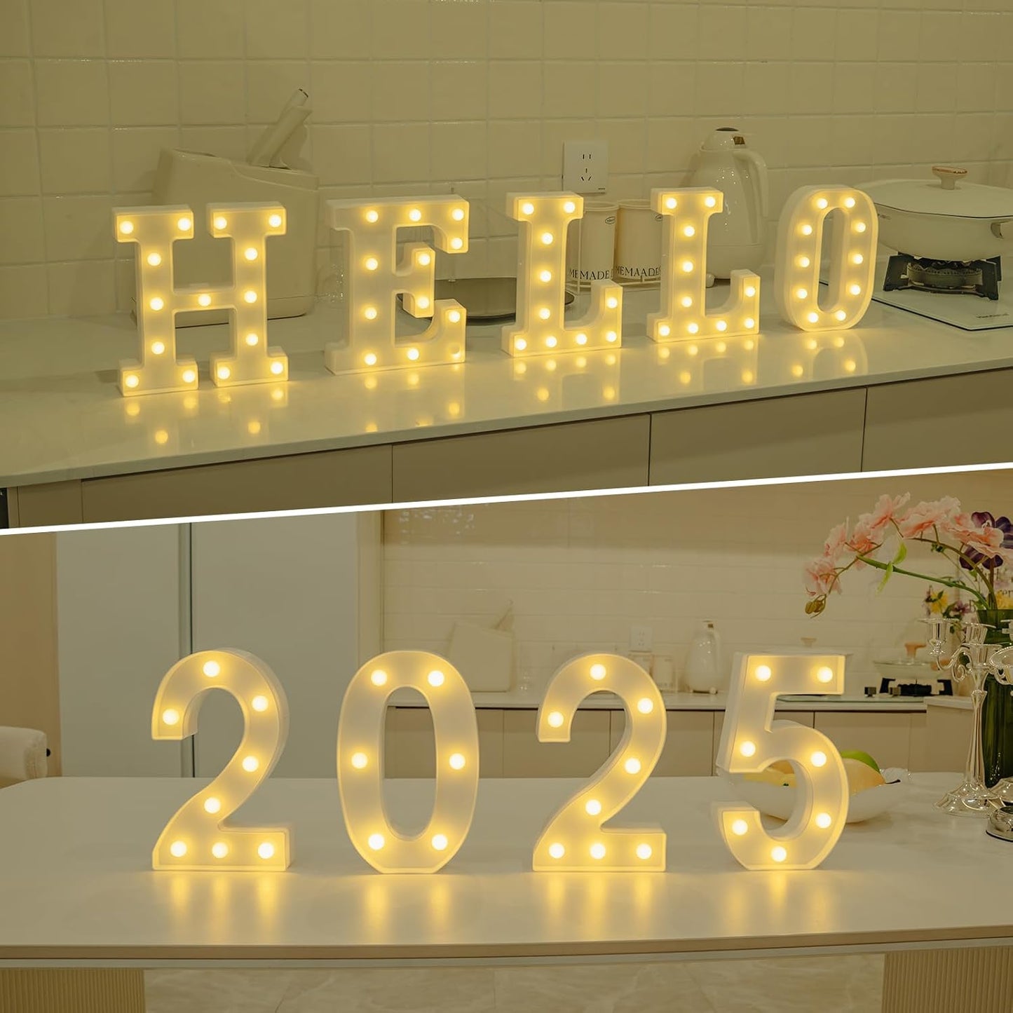 Foaky LED Letter Lights Sign Marquee Light Up Letters Sign for Night Light Wedding/Birthday Party Battery Powered Christmas Lamp Home Bar Decoration(S)