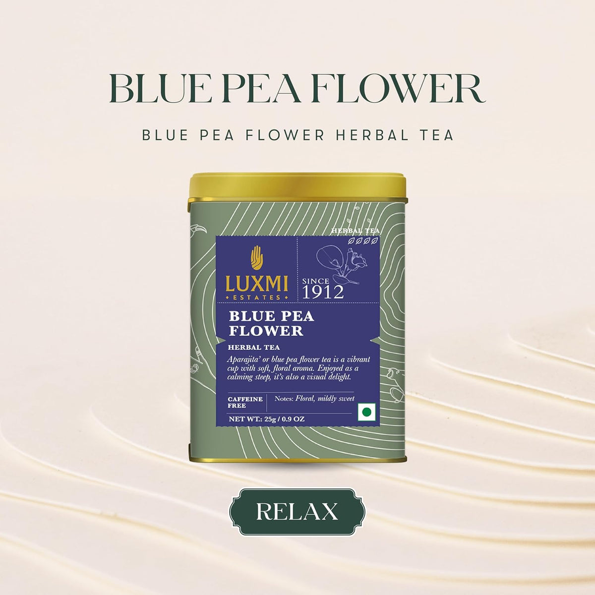Luxmi Estates - Butterfly Pea Flower Tea - Loose Leaf - 25g (12 Cups) | USDA Certified Organic Blue Tea | Caffeine-Free | Single Ingredient