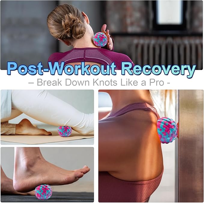 Deep Tissue Massage Ball for Exercise & Recovery - SGS Certification - Targets Back, Shoulder, Legs&Feet - Relieves Muscle Knots, Joint Pain&Tightness, Pressure Point Therapy- Myofascial Release Ball