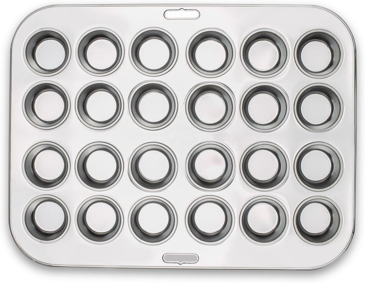 Fox Run Mini Muffin and Cupcake Pan, 24 Mini Cups, Stainless Steel Baking Pan, 10.5 x 13.75 x 1.5 inches,