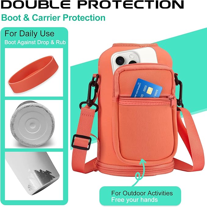 64oz Insulated Water-Bottle with Strap - Half Gallon Water Jug with Straw & Spout Lid, 2 Liter Stainless Steel Water Bottle Leak Proof, Cold-48h Hot-24h Metal Flask w/Paracord Handle, Carrier Case