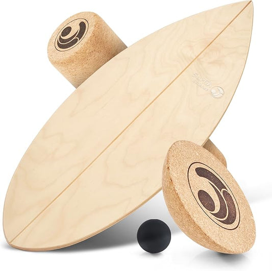 Board - unique board incl. corc roller, corc hemisphere and balance ball - surf balance board - balance training - balance board kids - balance board wood