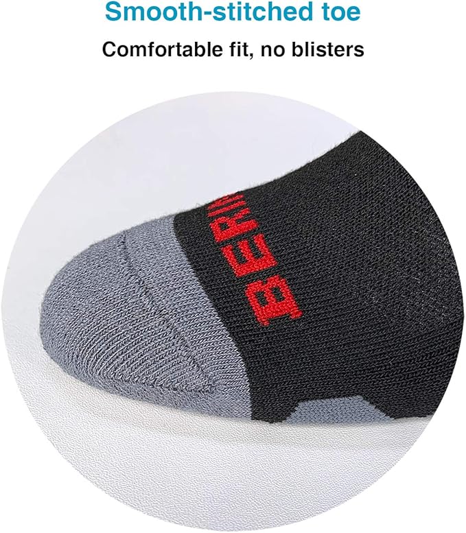 BERING Men's Ankle Socks Athletic Running Cushion Quarter (6 Pairs)