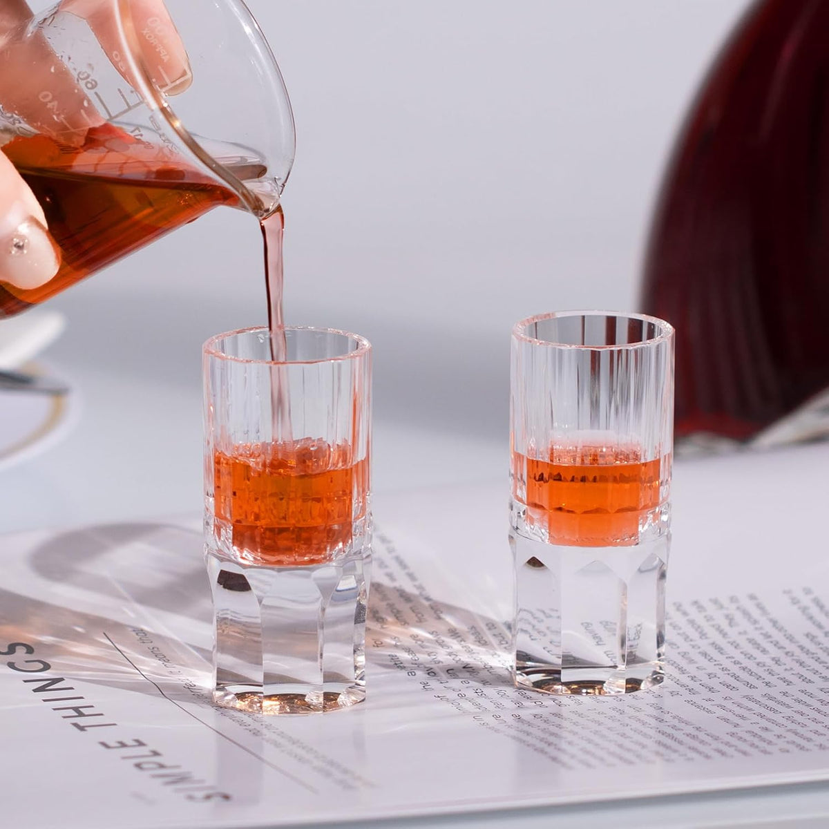 KAMMAK Crystal Shot Glasses Set of 2, Handcrafted Stemless White Shot Glasses, 0.77oz Engagement Gifts for Couples, Women, Men, Hand Blown