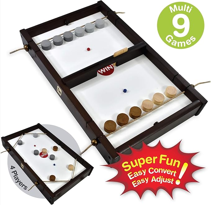 Big Shooz n TOZZ : Wooden Multi Tabletop Indoor Portable Board Games for Kids and Family
