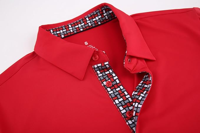 Alex Vando Mens Golf Shirt Moisture Wicking Quick-Dry Solid Short Sleeve Polo Shirts for Men
