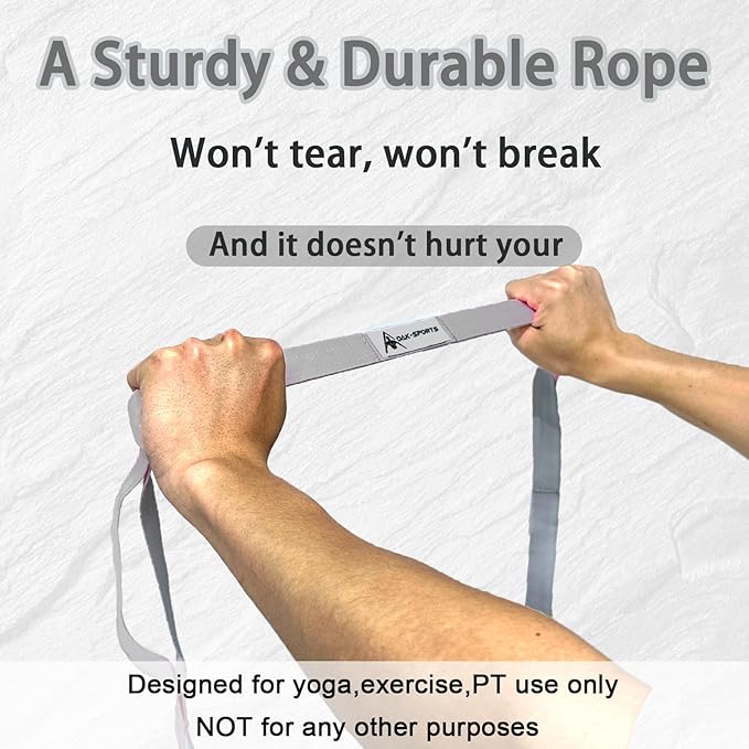 Stretching Strap Yoga Strap with Loops, Stretch Straps for Physical Therapy, Non-Elastic Exercise Strap for Pilates, Dance and Gymnastics with Workout Guide