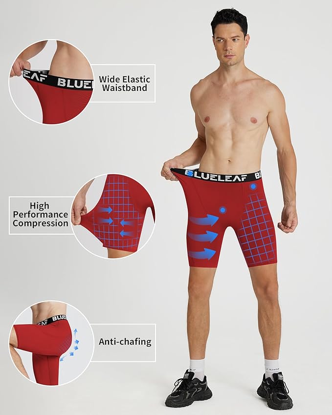 Blueleaf Men's Compression Shorts Sports Running Spandex Shorts Performance Athletic Workout Base Layer Underwear