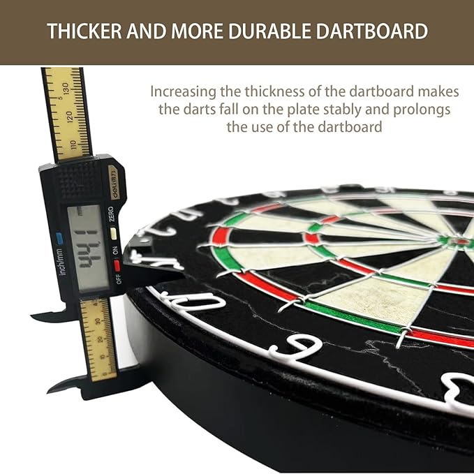 Bristle Dart Board Set, Professional Dart Board 18" with 6pcs 18g Darts Outdoor Dartboard Set, Compressed Sisal Metal Wire Board with Rotating Number Ring