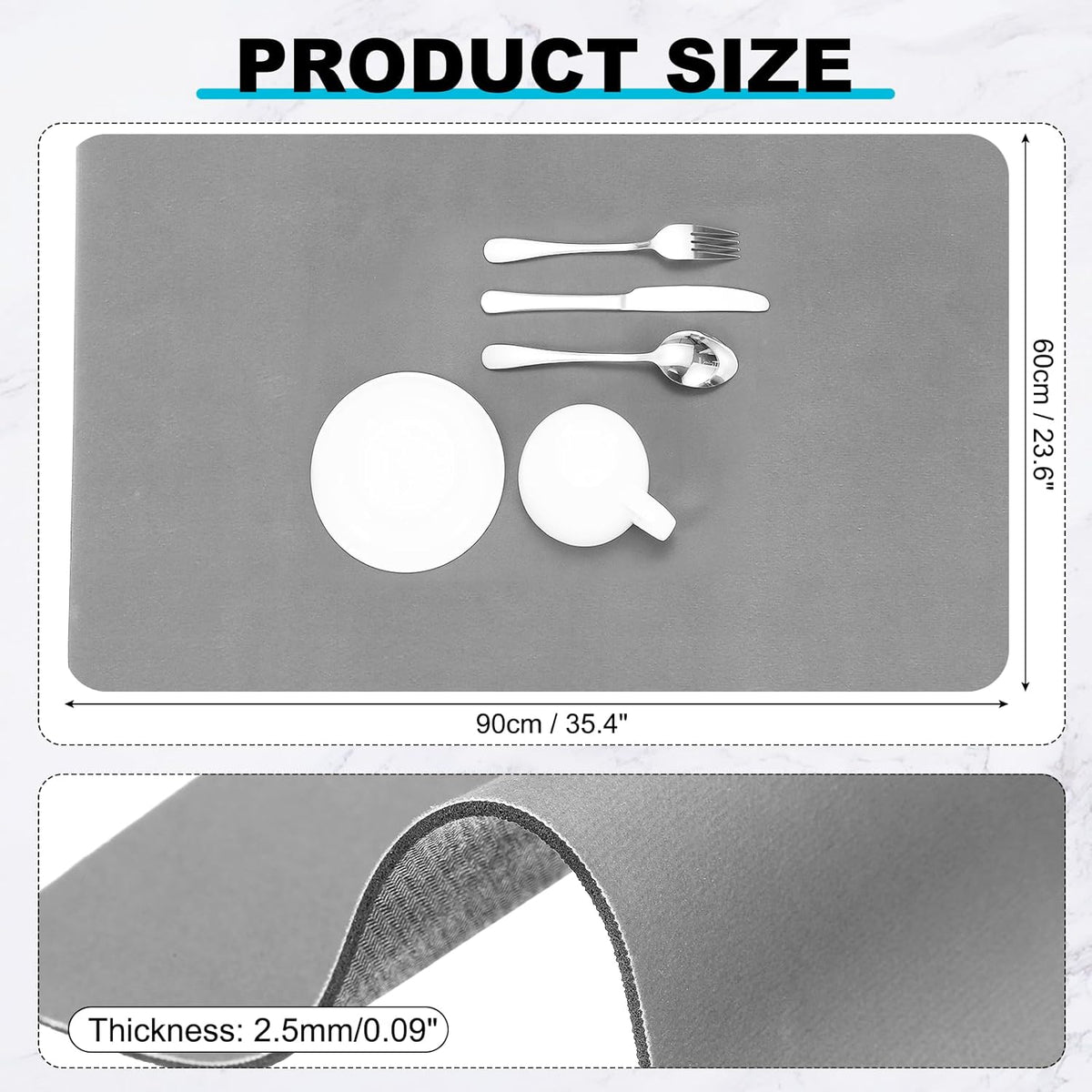 uxcell Silicone Mats for Kitchen Counter, 35.4" x 23.6" Non-Slip Countertop Protector Mat Heat Resistant Coffee Mat Waterproof Table Placemat, Gray