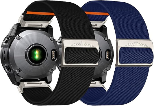 22mm Nylon Stretchy Band for Garmin Fenix 6 Pro/6/7/7 Pro/5/5 Plus Band, Soft Smartwatch Band for Forerunner 935/945/955,for Instinct/2/Approach S60/S70-47mm, Descent G1/Epix 2/Epix Pro 47mm