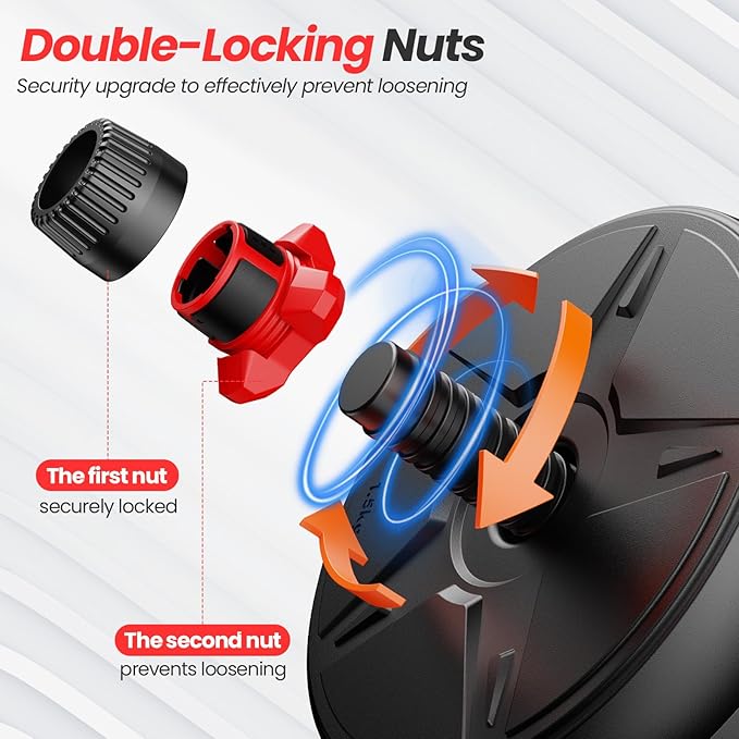 Adjustable dumbbell set,20/35/45/55/70/90lbs Free Weights set with upgraded nut, 4 in 1 Weight Set Used as Kettlebells, Barbell, Push up Stand, Fitness Exercise for Home Gym Suitable Men/Women