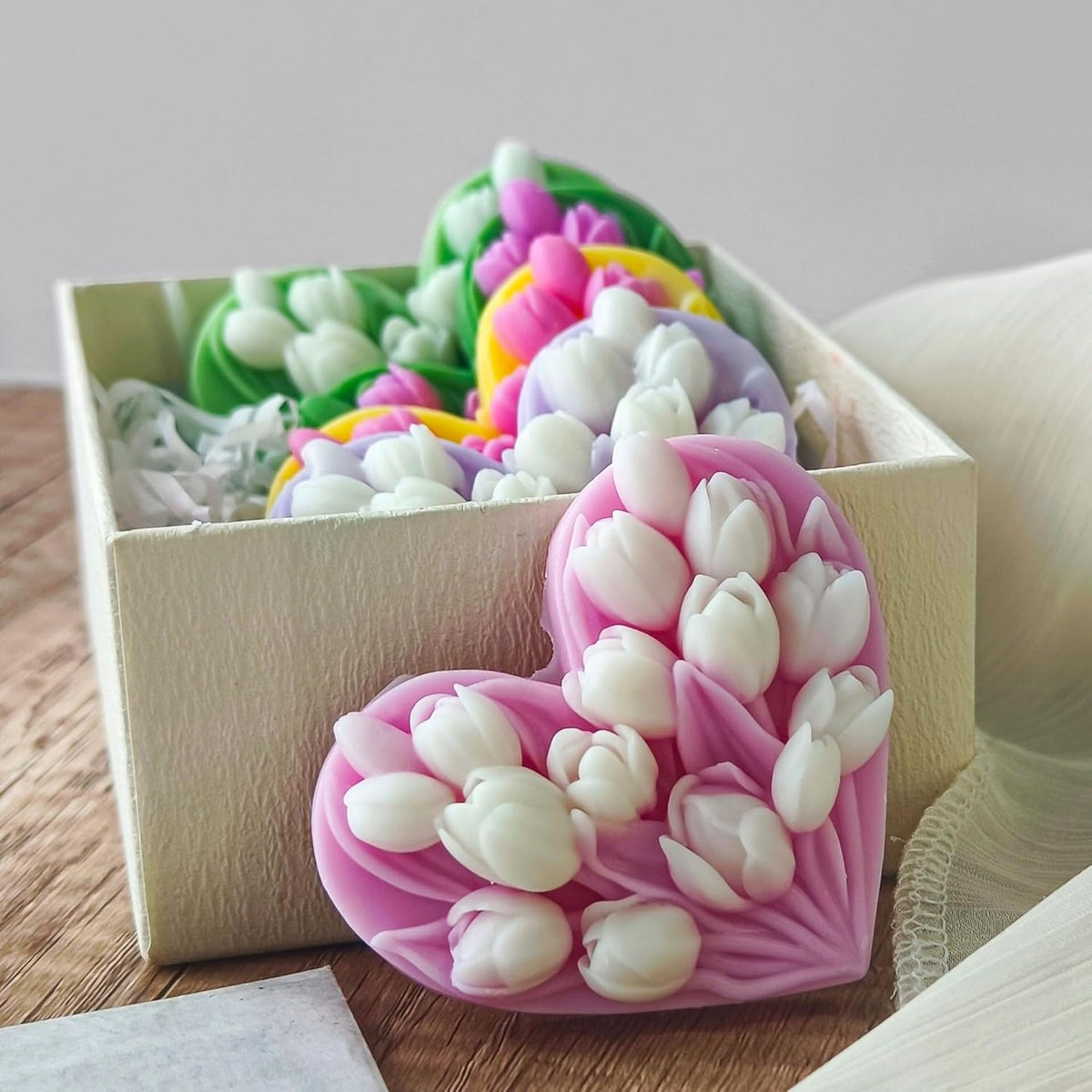 Tulip Flower Molds Flower Candle Resin Mold - Resin Casting Silicone Molds for Home Decor & Candle Making Wave Spiral Mold