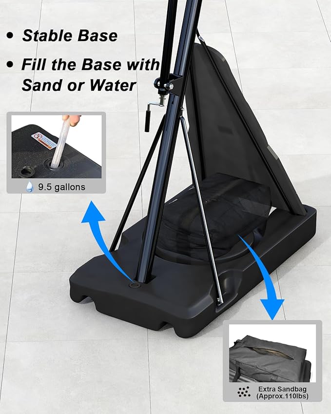 Basketball Hoop Outdoor with 44/54 Inch Shatterproof Backboard, 5.25-10FT Height Portable Basketball Hoop with Sandbag, Adjustable Basketball Goal System