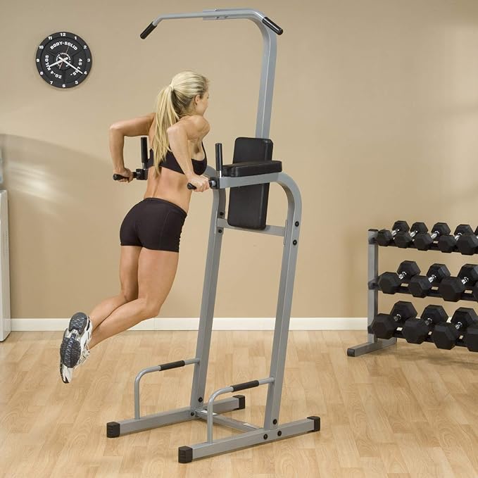 Body-Solid (PVKC83X) Multi-Function Pull Up & Dip Station with Vertical Knee Raise, Chin-Up Bar Stand, and Strength Training Dip Stands