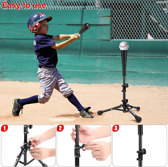 Baseball Tee for Kids,Youth Stand Set,Teeball Set,Youth Baseball,Softball Batting Tee Set,Easy Adjustable Height