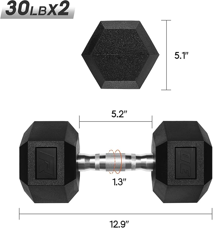 RitFit 5-650 LBS PVC Encased Hex Dumbbell Sets with Optional Rack for Home Gym, Hand weight with Chrome Handle for Strength Training, Workouts
