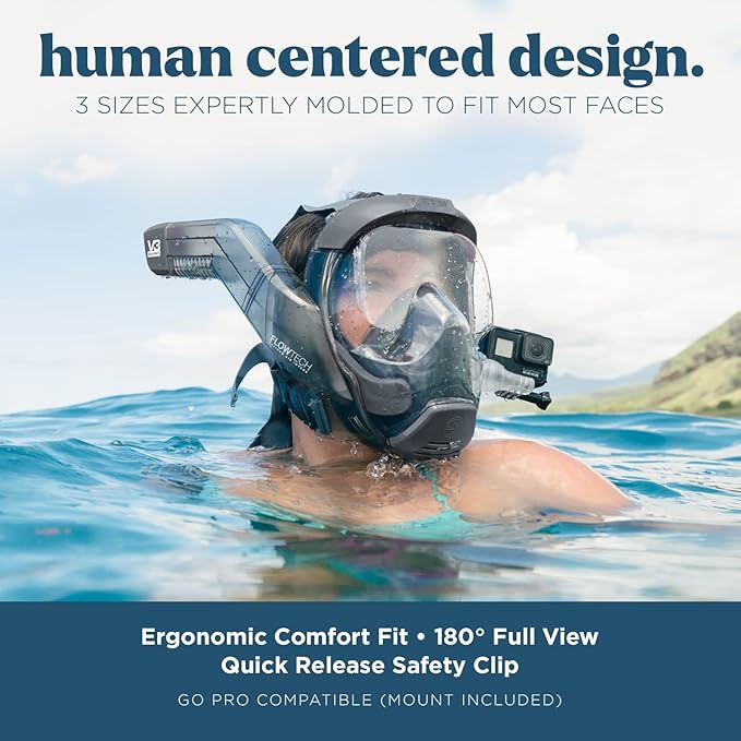 Seaview 180 V3 Full Face Snorkel Mask Adult- The V3 is The Perfect Snorkeling Gear for Adults- Snorkel Mask with 180 Panoramic Viewing and Up to 600% Easier Breathing- Patented Flowtech Air Intake