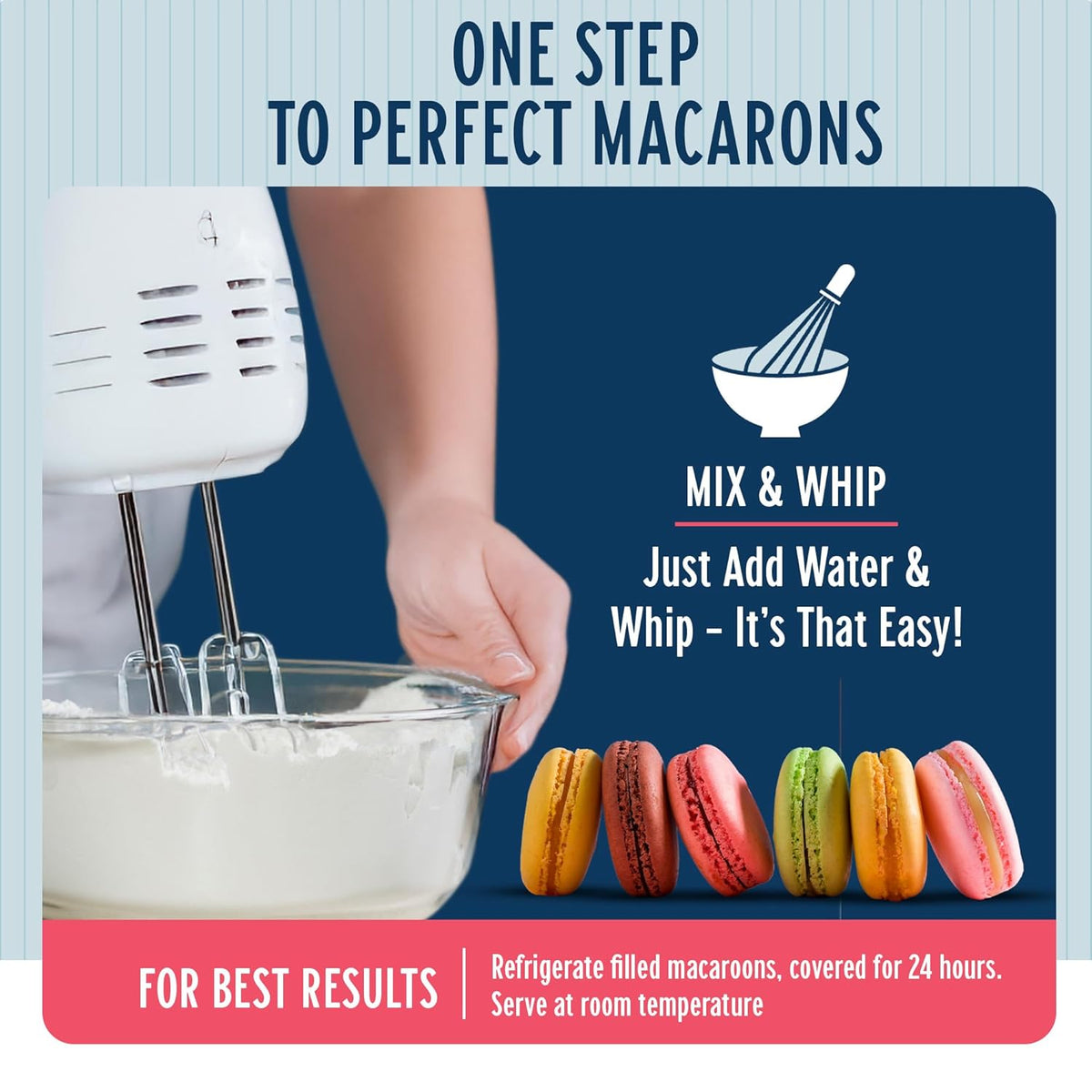 French Macaron Baking Mix Kit with Swiss Buttercream Filling - Makes 48 Shells Depends on Pastry Size - Gluten-Free and Delicious Pastries - Single Step - Perfect for Beginners & Expert Bakers