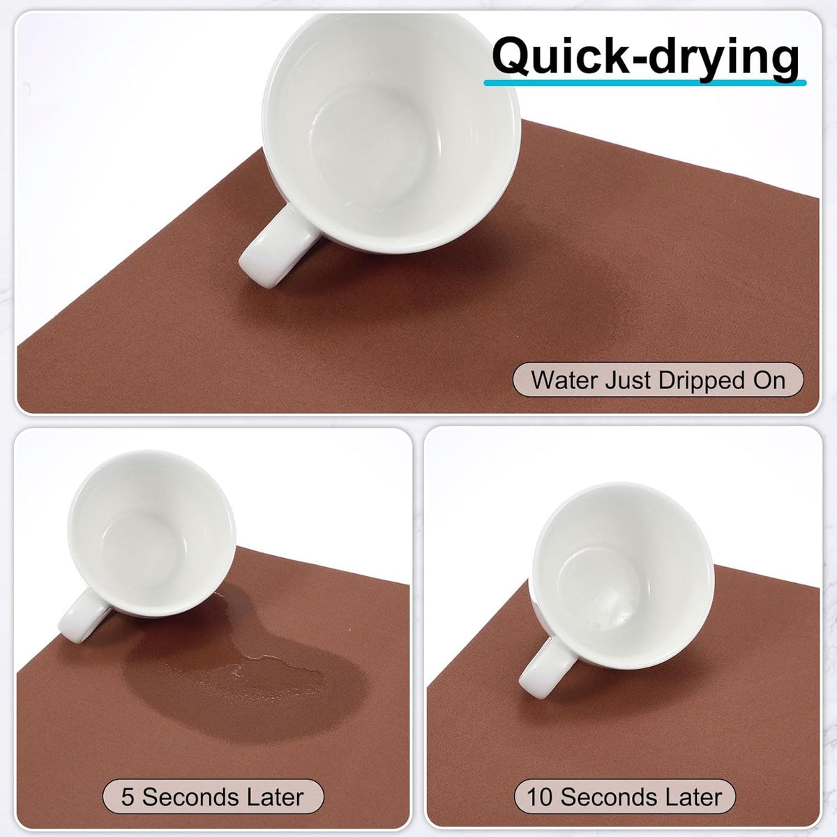 uxcell Silicone Mats for Kitchen Counter, 23.6" x 15.7" Non-Slip Countertop Protector Mat Heat Resistant Coffee Mat Waterproof Table Placemat, Brown