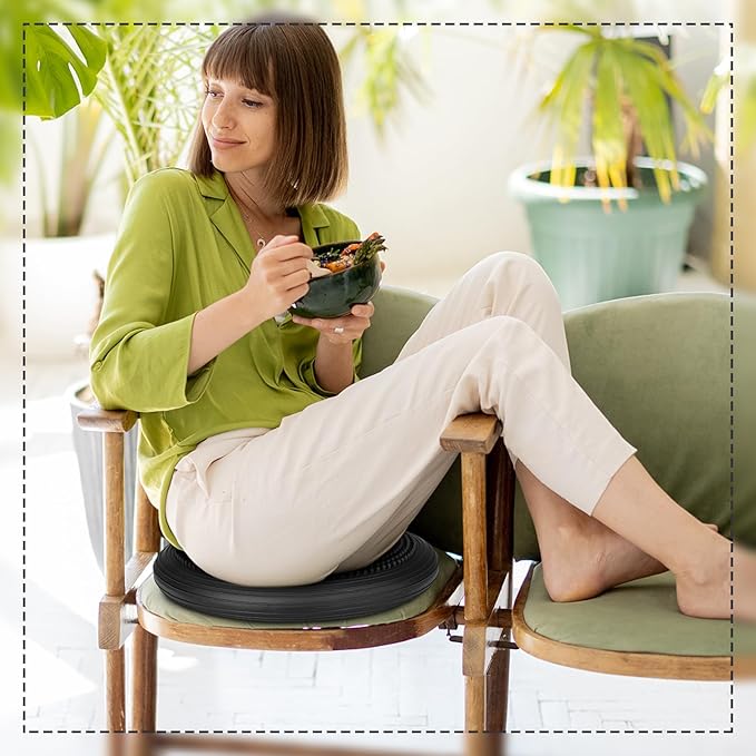 2 Pcs Inflated Wobble Cushion Balance Wiggle Seat Wobble Balance Disc Sensory Flexible Seating Stability Core Trainer with Hand Pump for Chair Adult Exercise Home Office