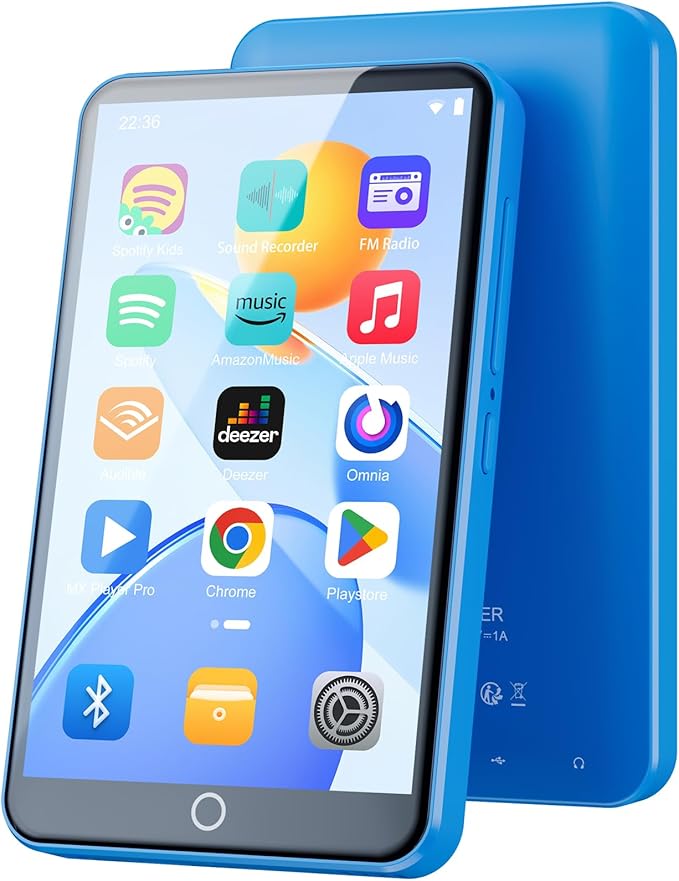 80GB MP3 Player with Bluetooth WiFi, 4" MP3 Players with Spotify, 2000mAh MP4 Player with Touch Screen, Android Music Player with Spotify Kids, Audible, Amazon Music, Play Store