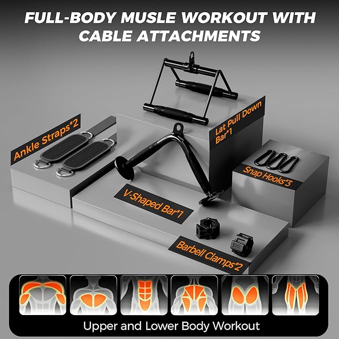 Mikolo Power Cage, 2000LB Power Rack with Independent Dual Pulley System, Multi-Function Home Gym Workout Machine for Cable Crossover