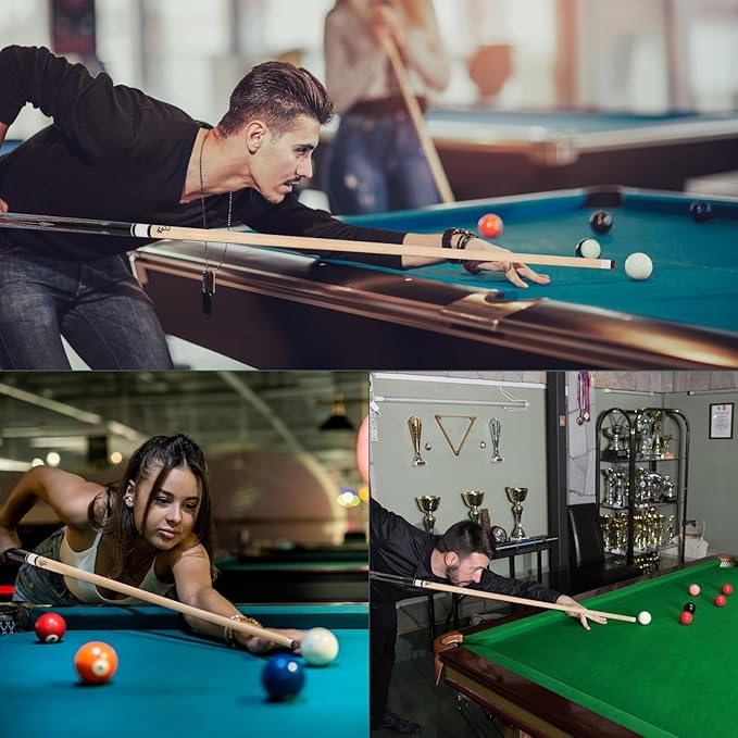 58" 2-Piece Maple Pool Cue, 18oz-21oz ??Professional Billiard Stick with Leather Case, Ideal for Home, Bar Games, and Tournaments