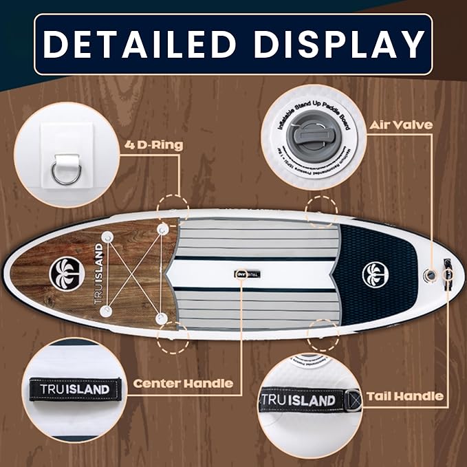TRUISLAND Inflatable Paddle Board, Stand Up Paddle Board with Backpack, Non-Slip Thickened Deckpad, Waterproof Phone Case, Leash, Paddle, Hand Pump