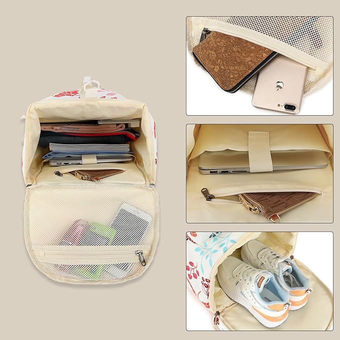 Kalesi Floral Gym Duffle Bag Backpack 4 ways for Women Waterproof with Shoes Compartment for travel Sport Hiking laptop Lightweight, XL