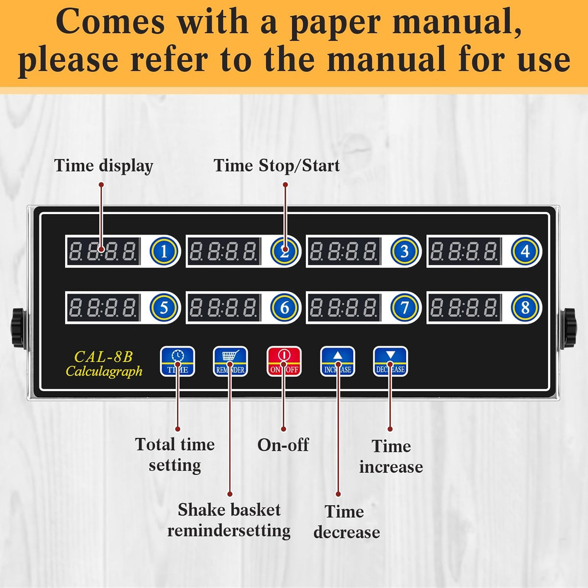 1 Pack 8-Channel Digital Kitchen Timer, Commercial Cooking Timer with Loud Alarm, Large LCD Display, for Restaurants, Baking, Labs, Multiple Independent Countdown Timers