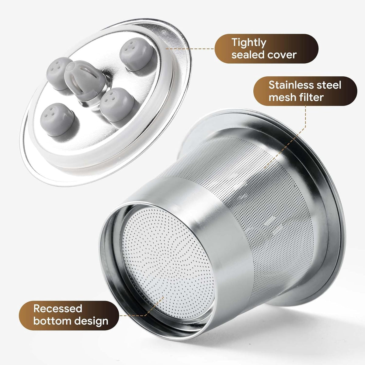 Stainless Steel Reusable K Cups for K-Supreme & K-Supreme Plus, Reusable K Cups Five Hole Universal K-eurig Refillable Coffee Pod Filter (4 Pack)