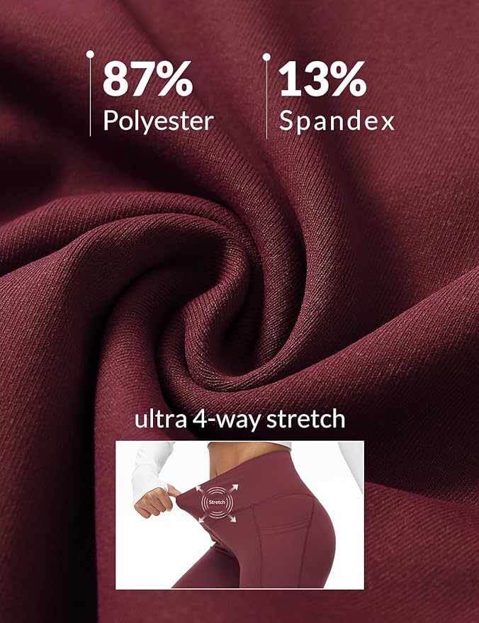 baleaf Women's V Crossover Flare Leggings with Pockets Yoga Pants High Waist Casual Workout Gym Bell Bottom Leggings