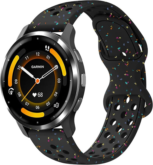 22mm Colorful Sport Silicone Band Compatible With Garmin Vivoactive 4/Venu 3/Venu 2, Recycled Plastic Soft Sport Strap Replacement for Forerunner 265/745/255/255 Music Men Women