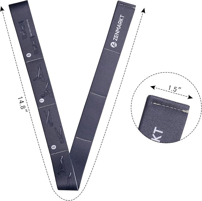 Yoga Strap for Stretching - 8 Loops Stretching Strap - Essential Yoga Accessories for Flexibility and Enhanced Stretching - Ideal Stretch Strap in Yoga and Pilates