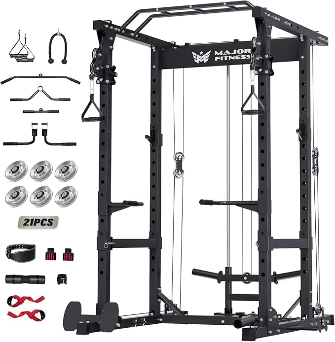 MAJOR FITNESS Drone1 Power Cage - Multi-Function Power Rack for Home Gym, Squat Rack, Cable Crossover System, for Strength Training, Heavy-Duty Steel Construction