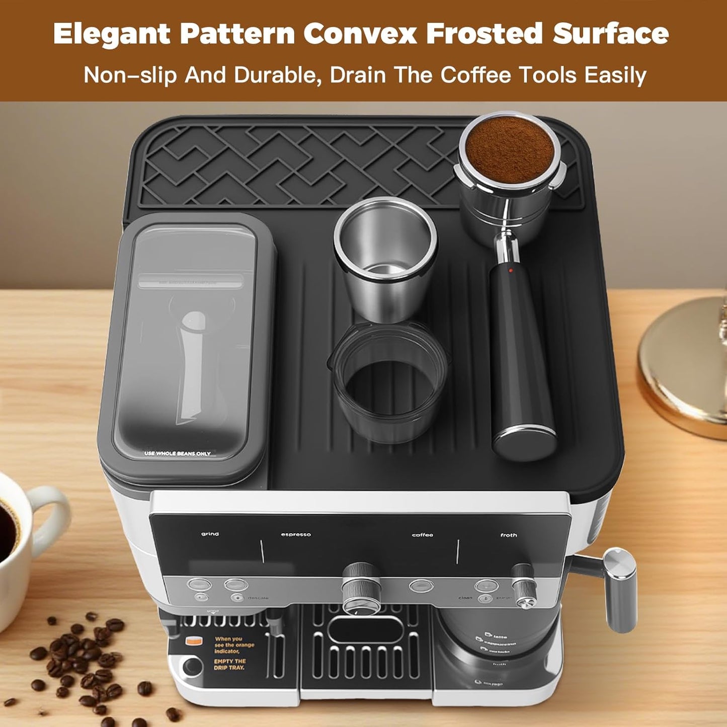 Top Mat for Ninja Luxe Cafe Espresso Machine ES601 – Protect Top Surface Food Grade Silicone Tamping Mat for Ninja luxe Cafe Accessories – Waterproof Non-Slip Espresso Tamper Mat Black